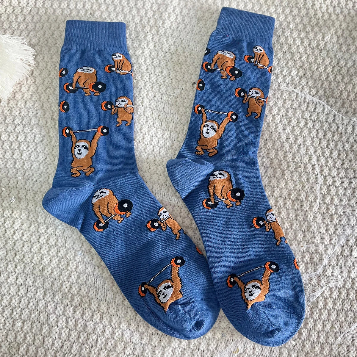 Cotton Blend Mid Calf Sloth Weightlifting Socks - 1