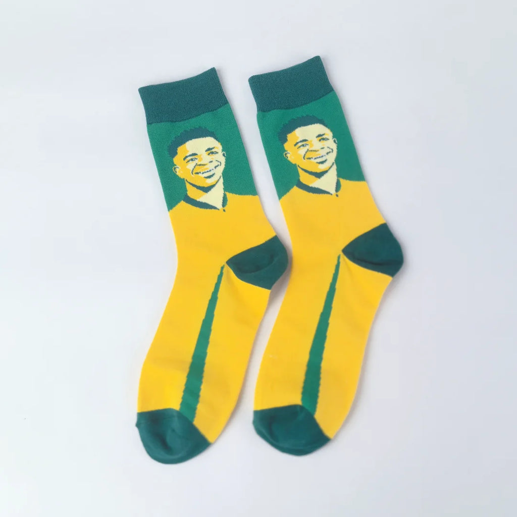 Cotton Blend Knee High Brazil Football Crew Socks