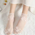 Floral Lace Low Tube Womens Socks