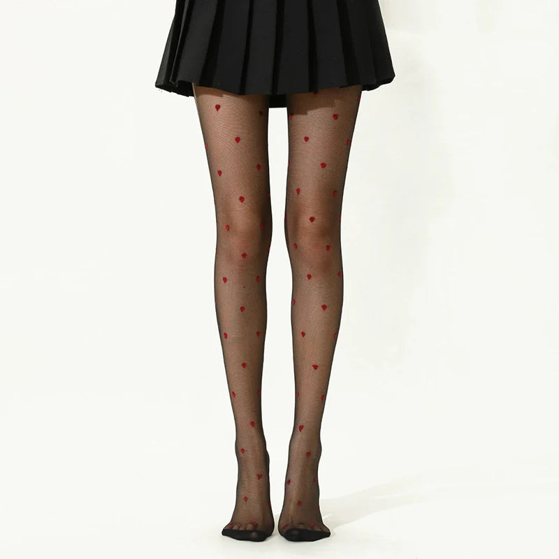 Nylon Heart Pattern Sheer Tights