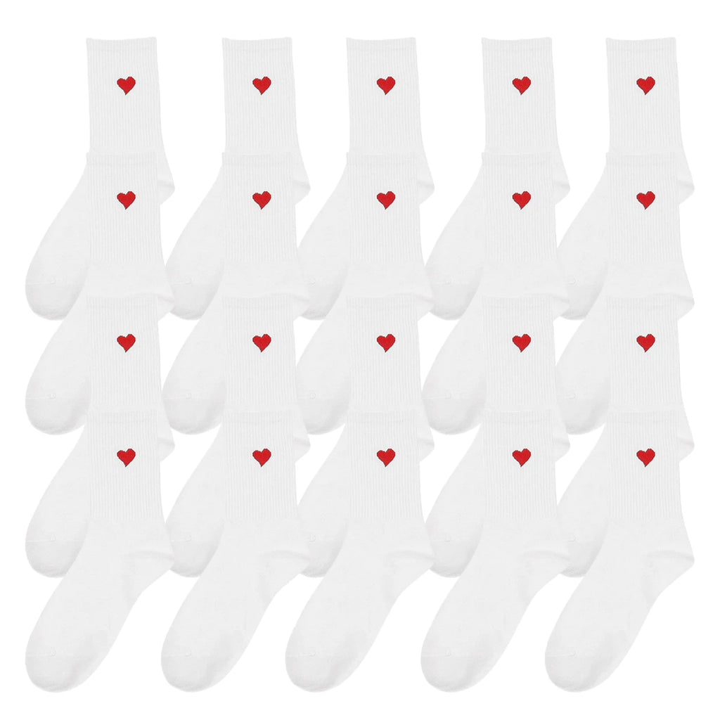 Polyester Elastane Heart Pattern Women Crew Socks