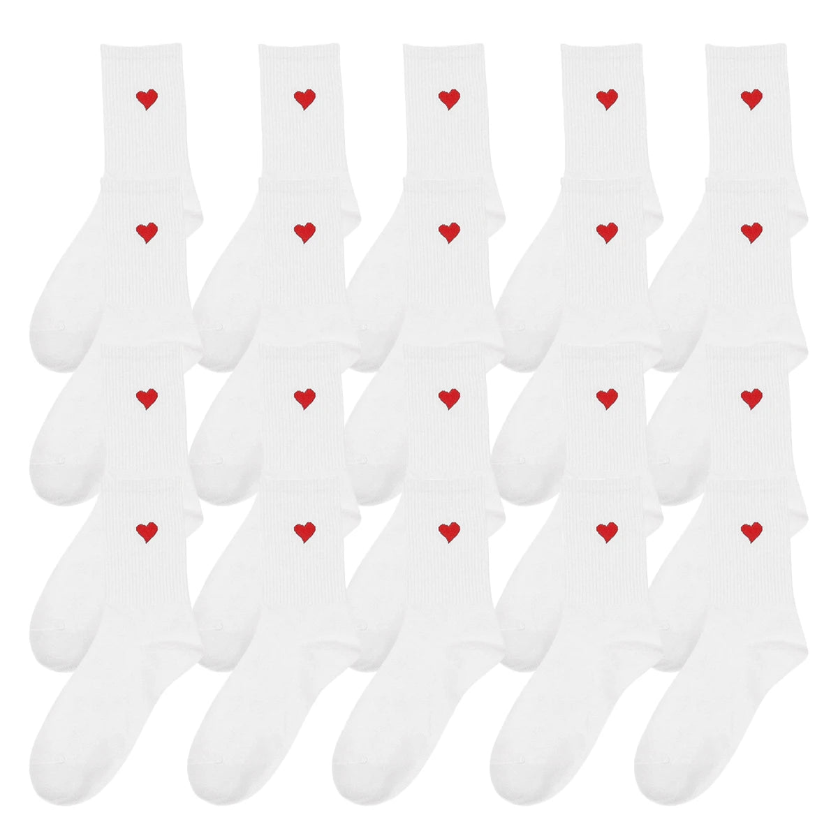 Polyester Elastane Heart Pattern Women Crew Socks
