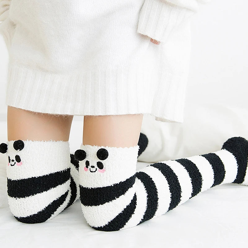Polyester Elastane Cartoon Over Knee Floor Socks