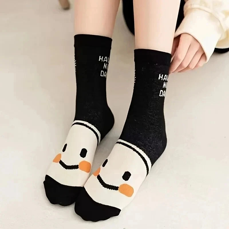 Polyester Elastane Blend Mid Tube Crew Socks for Women - 5