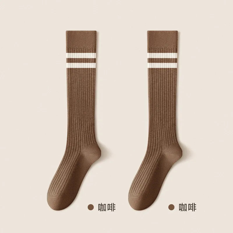 Cotton Polyester Striped Knee High Casual Socks - 9