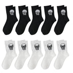 Men Polyester Elastane Skull Pattern Crew Socks