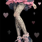 Nylon Cross Print Gothic Lolita Fishnet Tights