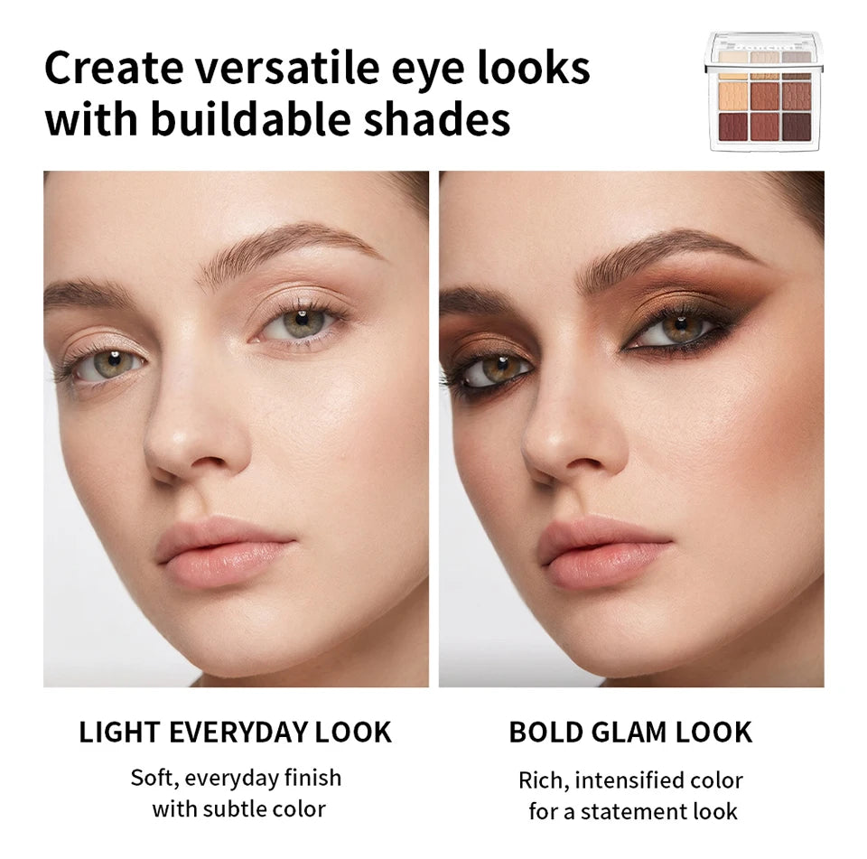 9 Shade Powder Eyeshadow Palette Matte And Glitter Makeup