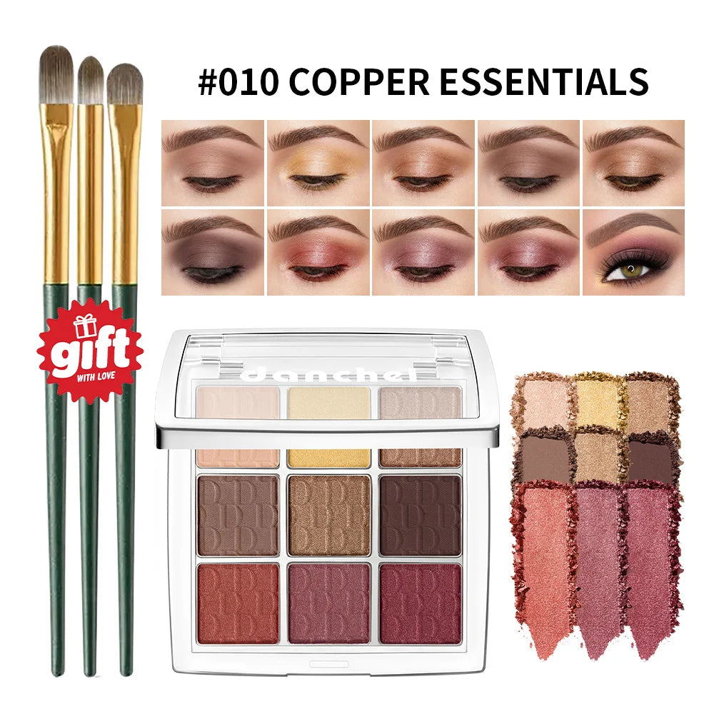 9 Color Powder Eyeshadow Palette with Makeup Brush - 24