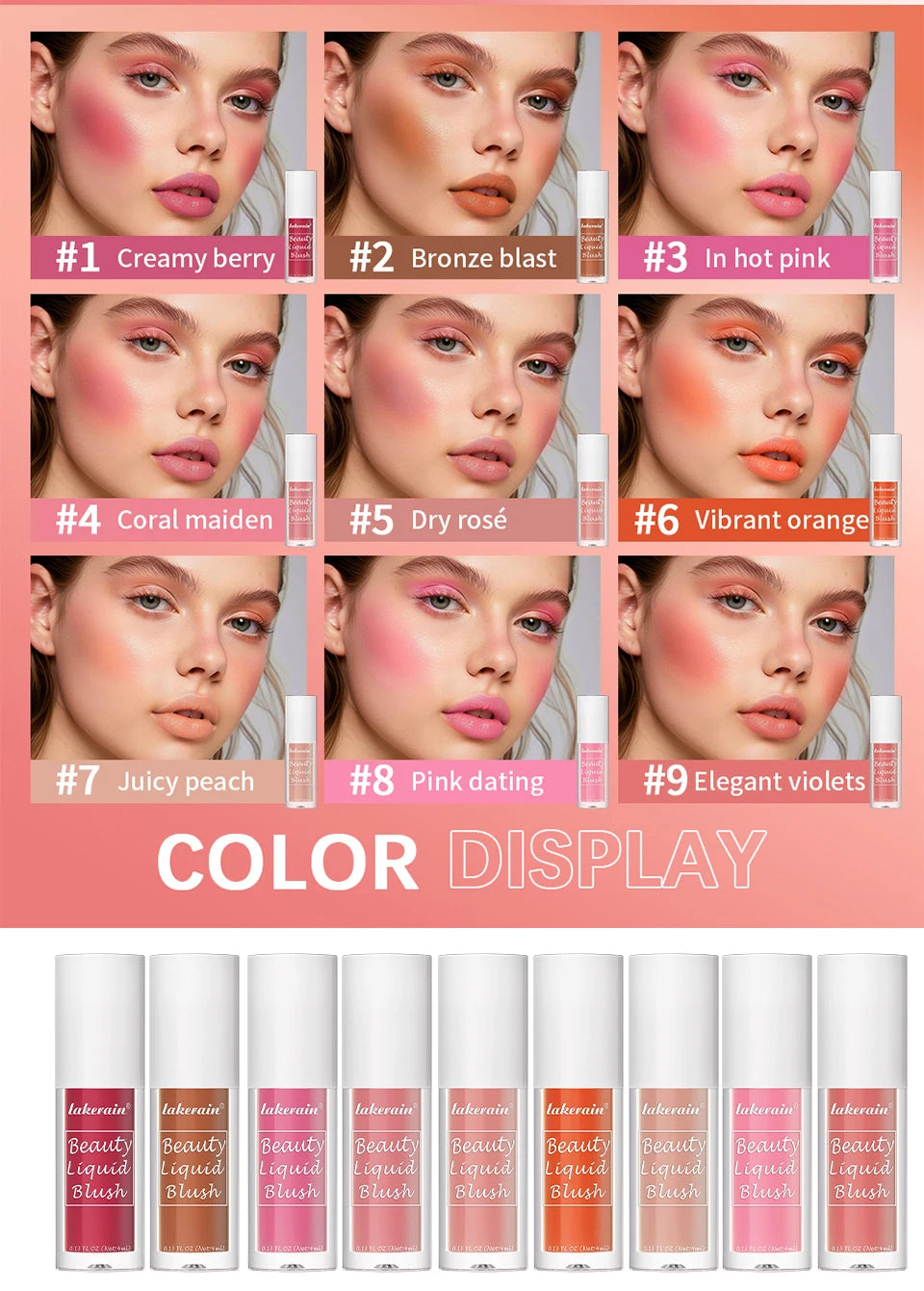 Liquid Blush Face Cheek Tint Waterproof Long Lasting Pigmented Makeup