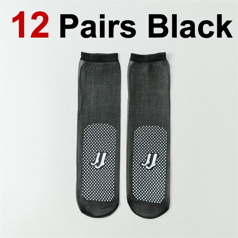 12 Pairs Nylon Spandex Anti Slip Invisible Silk Stockings