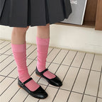 Cotton Blend Breathable Vertical Striped Long Socks For Women