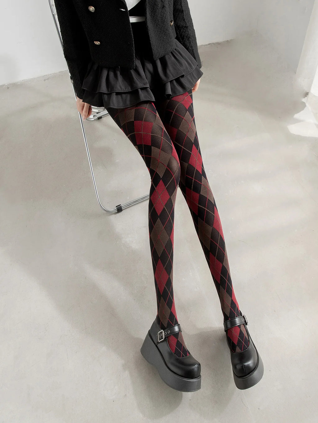 Geometric Pattern Nylon Pantyhose Tights