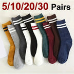 Striped Polyester Blend Mid Tube Casual Socks for Women