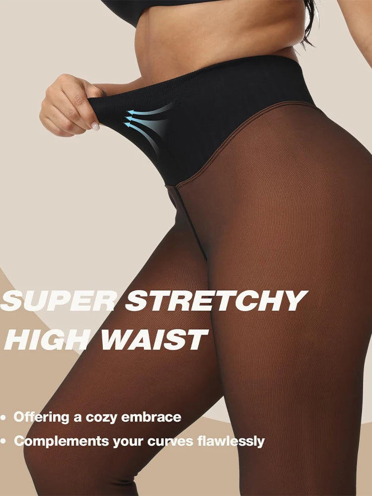 Fleece Lined Translucent High Waisted Thermal Tights