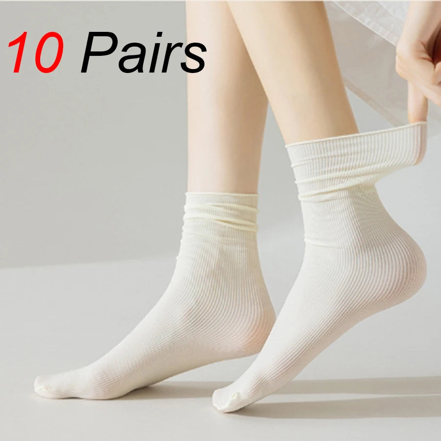 10 Pairs Nylon Elastane Mid Length Casual Socks - 19