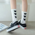 Butterfly Pattern Mid Length Polyester Elastane Socks Set
