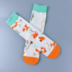 Cotton Blend Fox Pattern Casual Mid Tube Socks