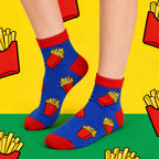Cotton Blend French Fries Print Casual Socks
