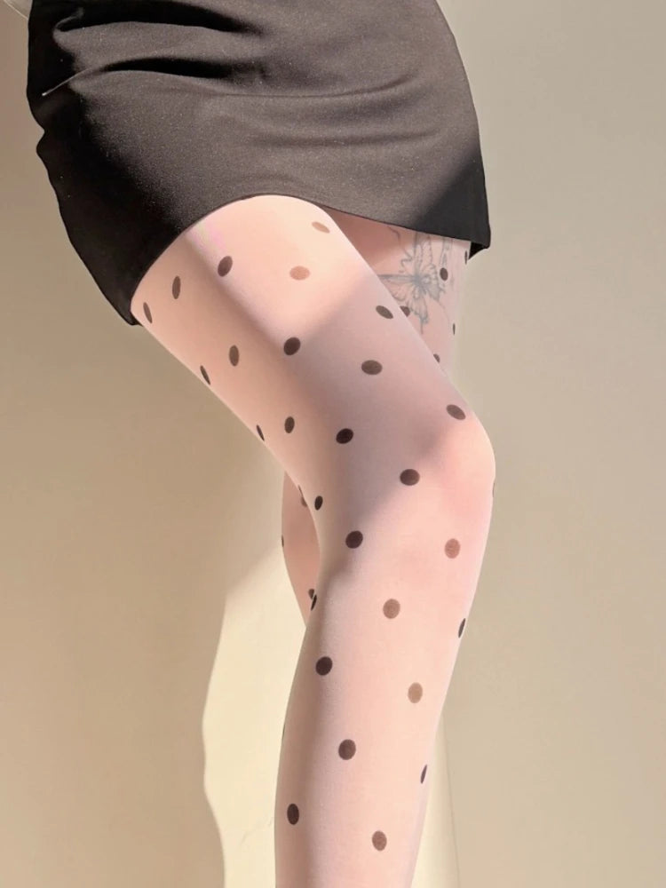 Nylon Elastane Polka Dot Pattern Tights - 7