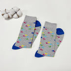 Cotton Blend Fish Pattern Crew Socks