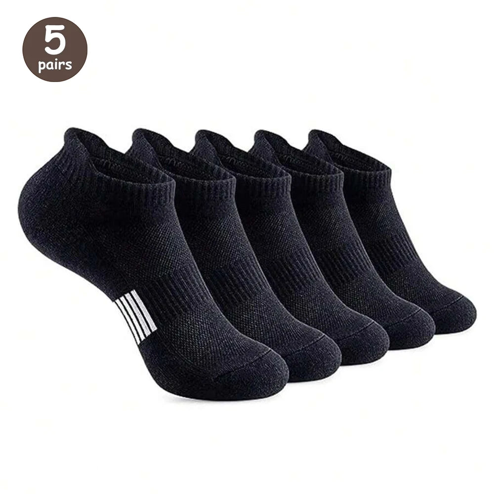 5 Pack Mens Polyester Blend Breathable Ankle Socks
