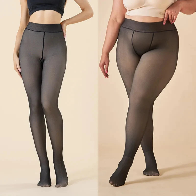 Fleece Lined Elastic Thermal Pantyhose Tights