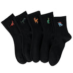 Polyester Elastane Crew Socks Dinosaur Pattern