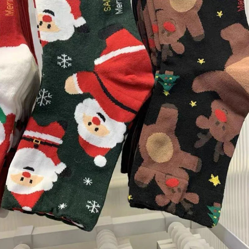 Polyester Elastane Christmas Print Casual Socks