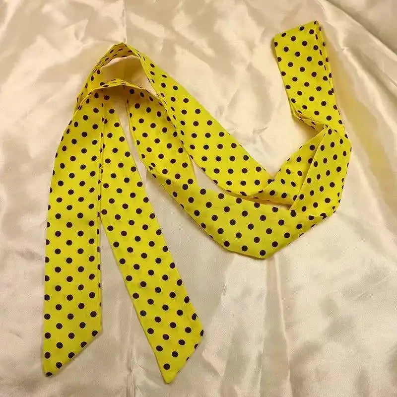 Polka Dot Polyester Long Ribbon Scarf Headband