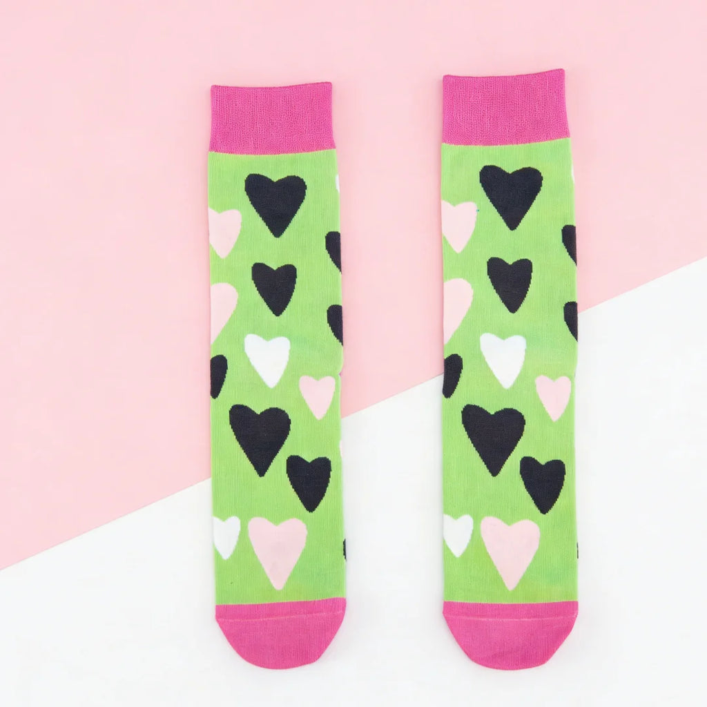 Cotton Polyester Heart Pattern Women Mid Tube Socks
