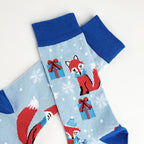 Cotton Blend Mid Calf Fox Pattern Casual Socks