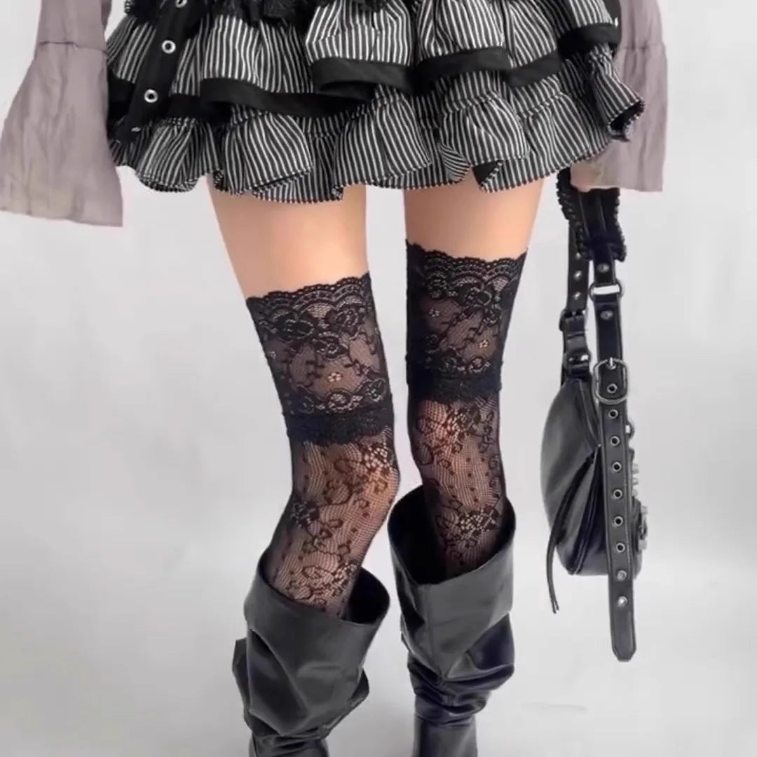 Lace Mesh Thigh High Stockings