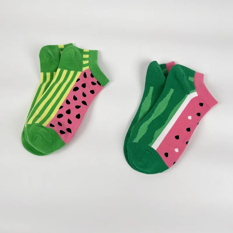 Cotton Blend Watermelon Print Low Cut Ankle Socks