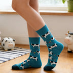 Cotton Blend Cartoon Cow Pattern Mid Calf Socks