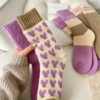 Polyester Elastane Blend Casual Mid Tube Socks 4 Pair Set
