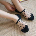 Polyester Elastane Polka Dot Invisible Low Cut Casual Socks