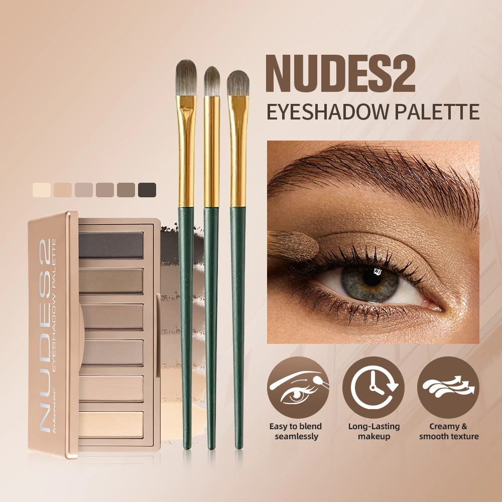 6 Color Matte Eyeshadow Powder Palette with Makeup Brushes