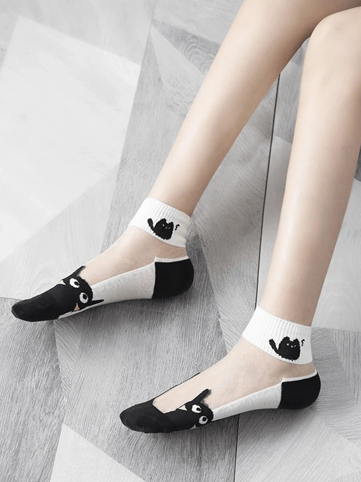 5 Pairs Polyester Elastane Cartoon Print Low Tube Ankle Socks