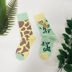Cotton Blend Giraffe Print Mid Calf Casual Socks