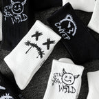 Polyester Elastane Crew Socks Graphic Print