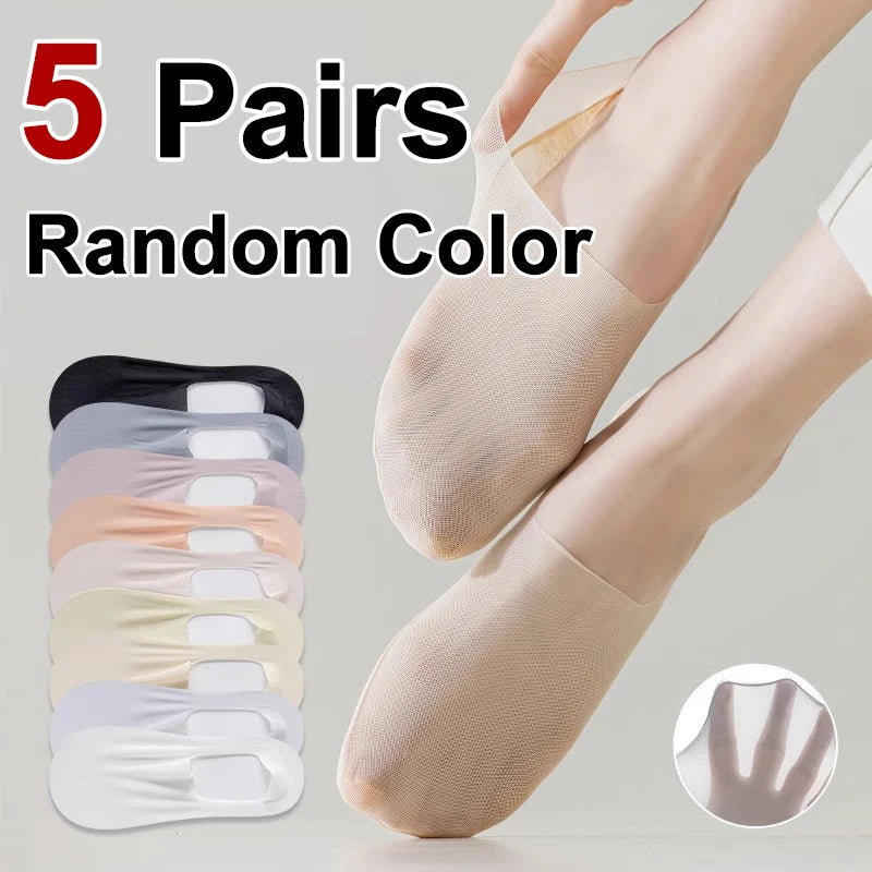 5 Pairs Women Cotton Invisible Low Cut No Show Socks