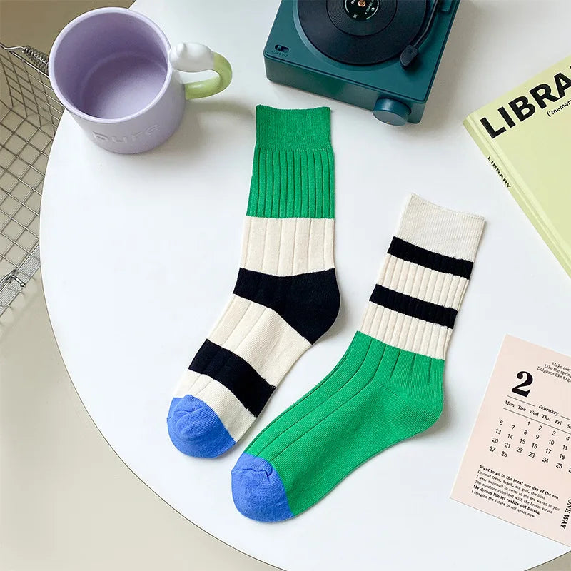 Striped Cotton Middle Tube Casual Socks