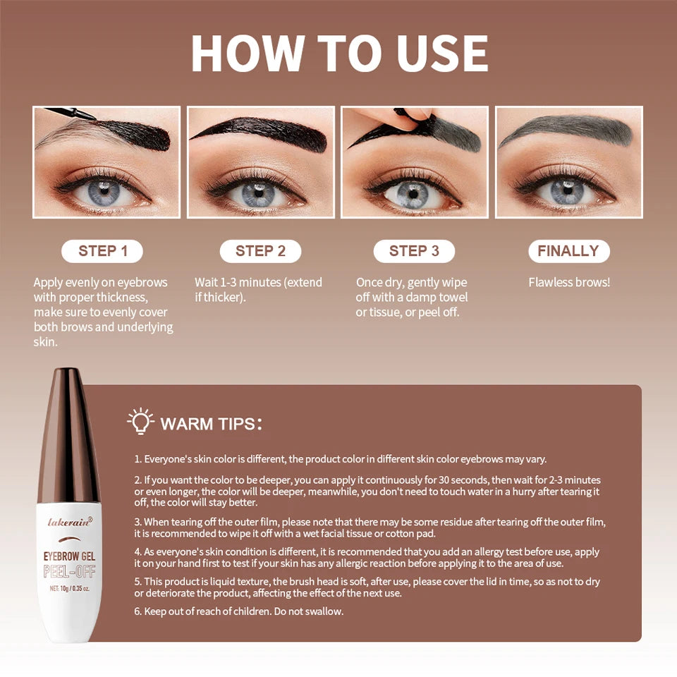 Waterproof Peel Off Eyebrow Tint Liquid Dyeing Cream