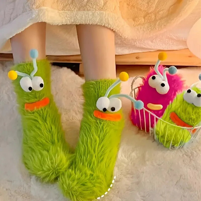 Polyester Elastane Cartoon Plush Socks