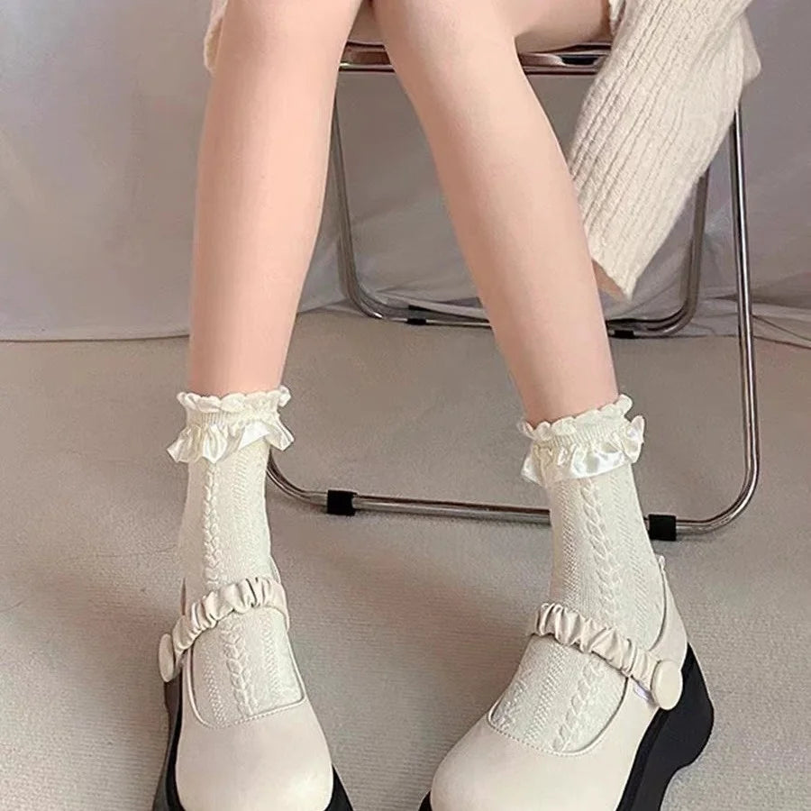 Nylon Lolita Ruffle Lace Socks