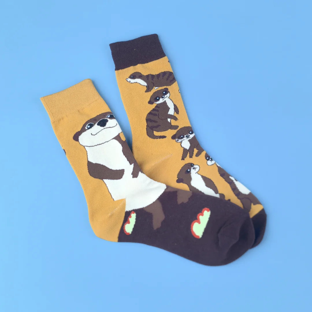Cotton Blend Mid Calf Animal Pattern Socks - 5