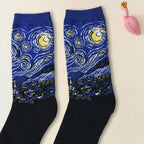Cotton Blend Crew Socks Casual Printed Footwear