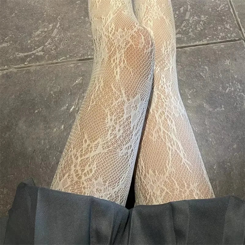 Floral Nylon Mesh Tights