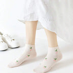Polyester Elastane Women Low Cut Cartoon Pattern Ankle Socks